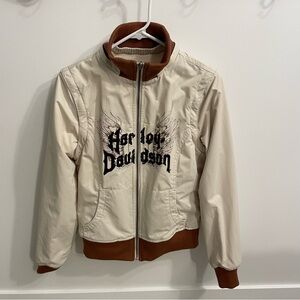 Harley Davidson Bomber Jacket, small, reversible, and becomes a vest.